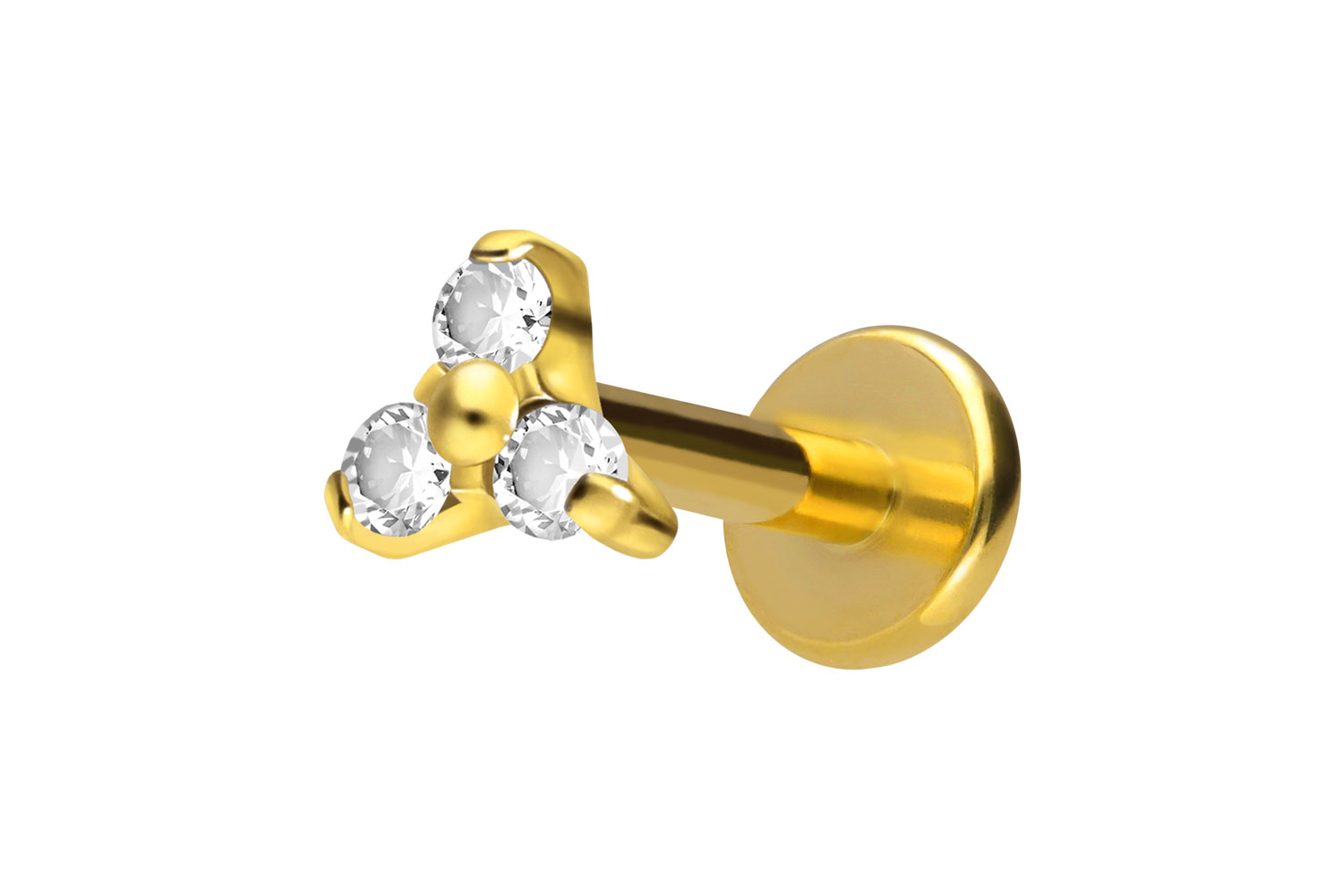 Titan Labret Piercing mit Innengewinde KRISTALLBLUME